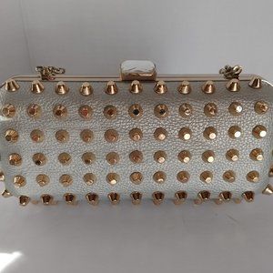 Expressions NYC Silver And Gold Studded Mini Purse Chsin Strap